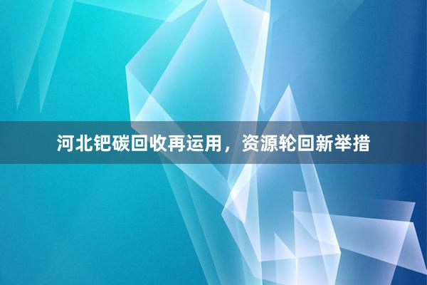 河北钯碳回收再运用，资源轮回新举措