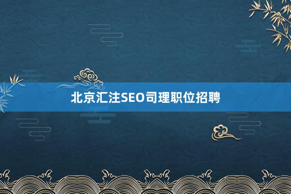 北京汇注SEO司理职位招聘